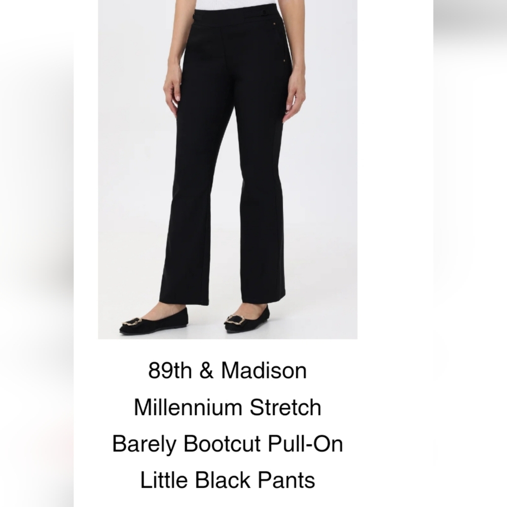 NWT 89 + Madison Millennium Stretch Barely Bootcut Pull-on Black Pant XL